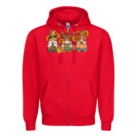 Red fall gnomes pumpkin sunflowers Zipper Hoodie - Artiststas