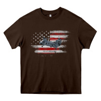 Chocolate Brown CH-47 Chinook Helicopter USA Flag Helicopter Pilot Gifts Heavy Core Tee - longCreatives