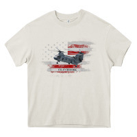 Cream CH-47 Chinook Helicopter USA Flag Helicopter Pilot Gifts Heavy Core Tee - longCreatives
