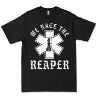 Black Emt, Ems And Paramedic We Race the Reaper Premium Tee - longCreatives