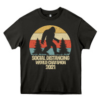Bigfoot Social Distancing World Champion Heavy Core Tee | Teevron