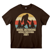 Chocolate Brown Bigfoot Social Distancing World Champion Heavy Core Tee - Bettercallsaul