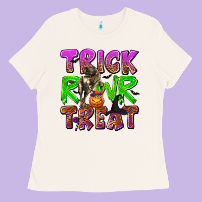 Trick Rawr Treat Ladies Tee Designed By Texasbilliewilder