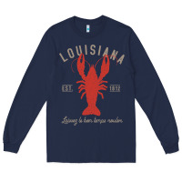 Navy Louisiana Crawfish T Laissez le bon temps rouler Long Sleeve Tee - longCreatives