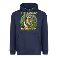 Navy i like raccoons and 3 people Heavyweight Hoodie - BarkalooDesign