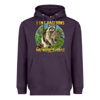 Plum i like raccoons and 3 people Heavyweight Hoodie - BarkalooDesign