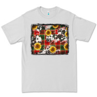 Dove Grey cowhide sunflowers candy canes Christmas background Premium Tee - Jasminsmagicworld