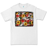 White cowhide sunflowers candy canes Christmas background Premium Tee - Jasminsmagicworld