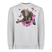 Heather Grey baby elephant with tutu Heavyweight Sweatshirt - LillyAllenDesigns