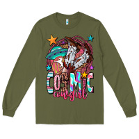 Army Green cosmic cowgirl Long Sleeve Tee - OliviaCreatesArt