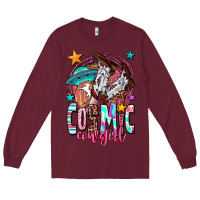 Burgundy cosmic cowgirl Long Sleeve Tee - OliviaCreatesArt