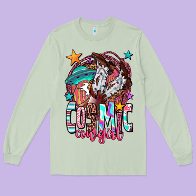 Cosmic Cowgirl Long Sleeve Tee Designed By Oliviacreatesart