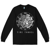 Black Time Travel Traveler Watch Vintage Clock Steampunk Gift Long Sleeve Tee - longCreatives
