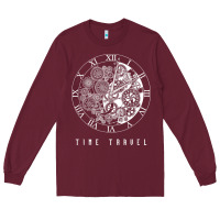 Burgundy Time Travel Traveler Watch Vintage Clock Steampunk Gift Long Sleeve Tee - longCreatives