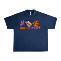 Navy peace love basketball Urban Heavy Tee - HowdyJamesFarm