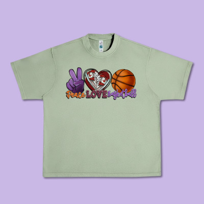 Peace Love Basketball Urban Heavy Tee Designed By Howdyjamesfarm