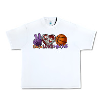 White peace love basketball Urban Heavy Tee - HowdyJamesFarm