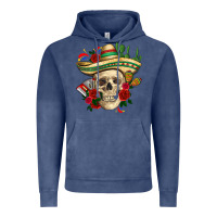 Vintage Denim Di de los muertos with roses Mexico Vintage Hoodie - HowdyJamesFarm