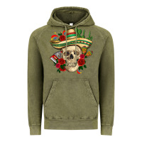 Vintage Olive Di de los muertos with roses Mexico Vintage Hoodie - HowdyJamesFarm