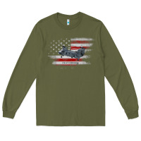 Army Green CH-47 Chinook Helicopter USA Flag Helicopter Pilot Gifts Long Sleeve Tee - longCreatives