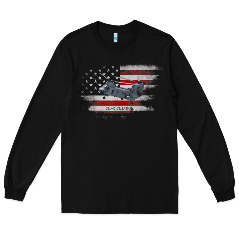 Ch-47 Chinook Helicopter Usa Flag Helicopter Pilot Gifts Long Sleeve Tee by longCreatives | Teevron
