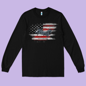 Ch-47 Chinook Helicopter Usa Flag Helicopter Pilot Gifts Long Sleeve Tee Designed By Longcreatives