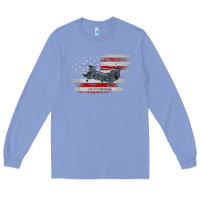 Colony Blue CH-47 Chinook Helicopter USA Flag Helicopter Pilot Gifts Long Sleeve Tee - longCreatives