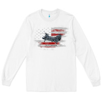 White CH-47 Chinook Helicopter USA Flag Helicopter Pilot Gifts Long Sleeve Tee - longCreatives