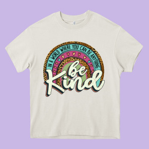 Be Kind   Leopard Heavy Core Tee Designed By Jahusdesignshop
