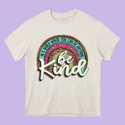 Be Kind   Leopard Heavy Core Tee Designed By Jahusdesignshop