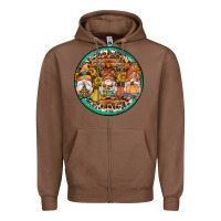 Chestnut fall gnomes round earrings 4 Zipper Hoodie - Artiststas