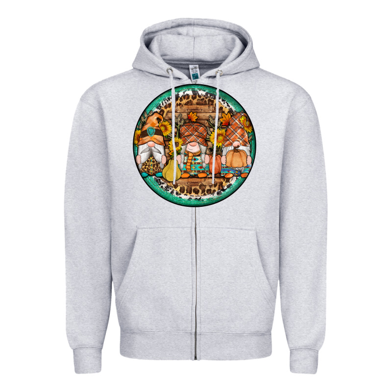 Fall Gnomes Round Earrings 4 Zipper Hoodie by Artiststas | Teevron