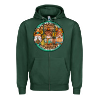 Sports Green fall gnomes round earrings 4 Zipper Hoodie - Artiststas