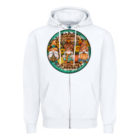 White fall gnomes round earrings 4 Zipper Hoodie - Artiststas