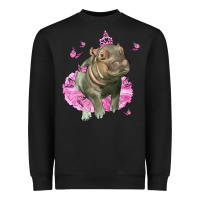 Black Baby Hippo With Tutu Heavyweight Sweatshirt - LillyAllenDesigns
