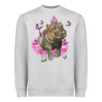 Heather Grey Baby Hippo With Tutu Heavyweight Sweatshirt - LillyAllenDesigns