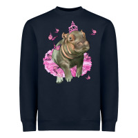 Navy Baby Hippo With Tutu Heavyweight Sweatshirt - LillyAllenDesigns