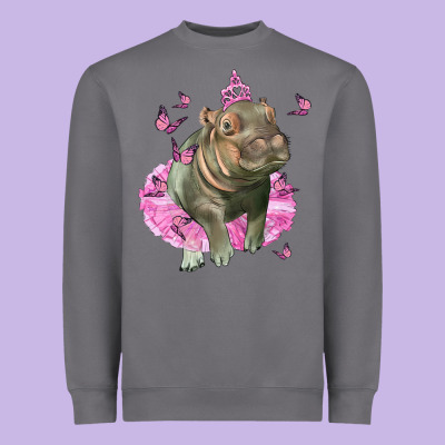 Baby Hippo With Tutu Heavyweight Sweatshirt Designed By Lillyallendesigns