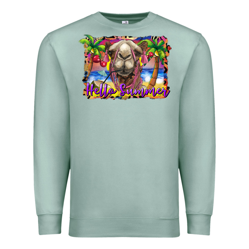 Hello Summer Camel At The Beach Premium Sweatshirt by BarkalooDesign | Teevron