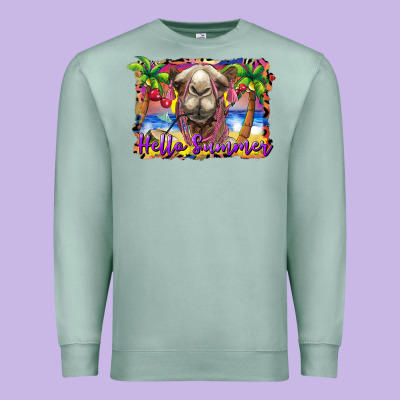 Hello Summer Camel At The Beach Premium Sweatshirt Designed By Barkaloodesign