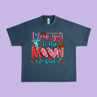 I Love You To The Moon And Back Valentine's Day Urban Heavy Tee Designed By Howdyjamesfarm