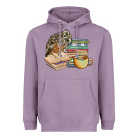 Lavender owl and books Heavyweight Hoodie - BarkalooDesign