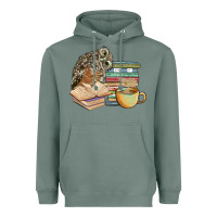 Sage owl and books Heavyweight Hoodie - BarkalooDesign