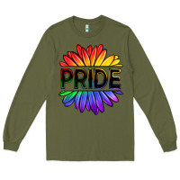 Army Green hippie pride sunflowers Long Sleeve Tee - OliviaCreatesArt