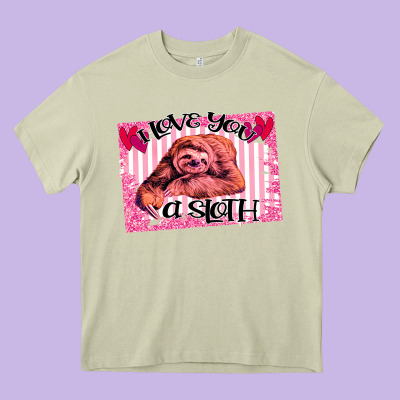 Valentine Sloth Heavy Core Tee Designed By Bettercallsaul