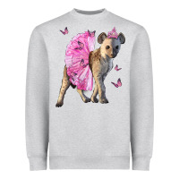 Heather Grey Baby Hyena With Tutu Heavyweight Sweatshirt - LillyAllenDesigns