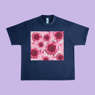 Breast Cancer Sunflower Urban Heavy Tee Designed By Cowgirlartshop