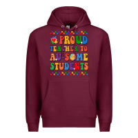 Burgundy Proud Teacher to au-some student Premium Hoodie - CowhideDigitalArt