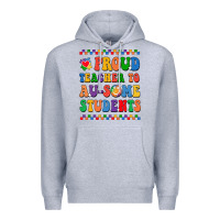 Heather Grey Proud Teacher to au-some student Premium Hoodie - CowhideDigitalArt