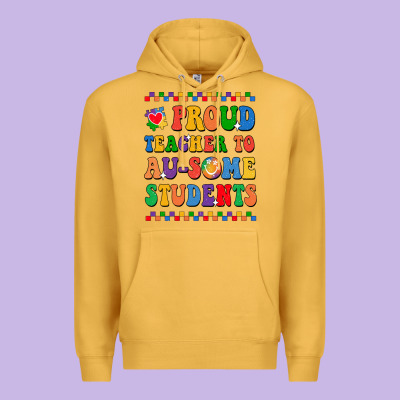 Proud Teacher To Au-some Student Premium Hoodie Designed By Cowhidedigitalart